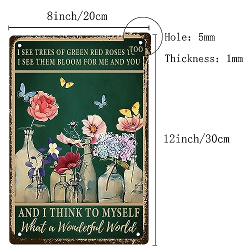 CREATCABIN Flowers Tin Signs Butterfly Metal Sign Vintage Plaques Poster Plaque Decor Retro Posters Gallery Wall Art Print Vase flower Hanging Painting with Quotes for Garden Summer Gifts 8x12 Inch - Image 2
