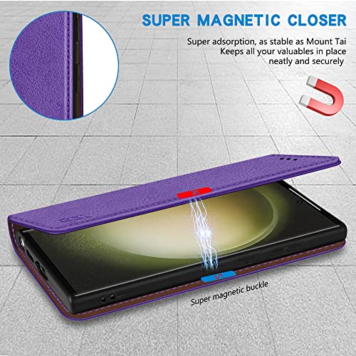 Image of ZZXX for Galaxy S23 Ultra Wallet Case Strong Magnetic 6.8 inch,Purple
