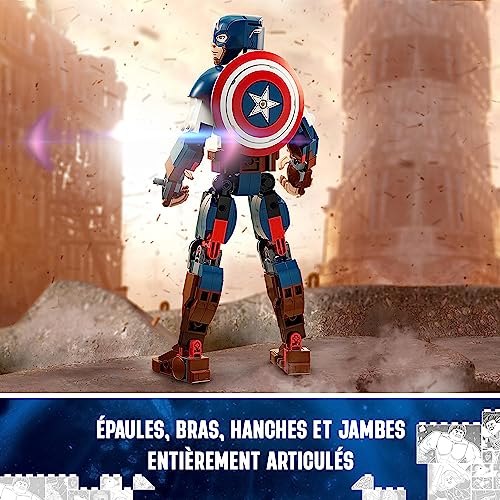 LEGO 76258 Marvel La Figurine de Captain America, avec Bouclier, Collection Avengers, Jouet Super-Héros, Cadeau d'anniversaire pour Enfants, Garçons, Filles Dès 8 Ans