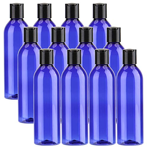 12 Pack 8oz Empty Plastic Squeeze Bottles Travel Bottles with Flip Cap,Cobalt Blue Refillable Containers For Shampoo,Lotions,Liquid Body Soap,Creams and Arts & Crafts