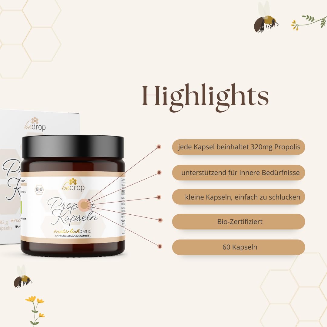 bedrop | Propolis Einsteiger Set - Spray + 20% Tinktur + Propolis Kapseln | Für Kinder & Erwachsene