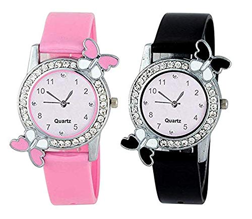 sba prime Diamond Studded Pink and Black Analogue Watch for Woman & Girls (Combo) (B07SZTSMK7) Amazon Price History, Amazon Price Tracker