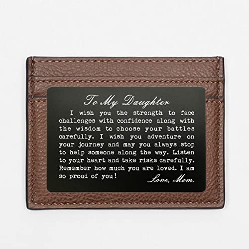 Daughter Gift From Mom, Daughter Birthday Gift, Graduation Gift, Engraved Gift to Daughter, To My Daughter, Wallet Insert Card for Daughter,Birthday Gifts Cards (Black)2