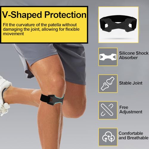 Image of 2 Pack Patellar Tendon Support Strap,Adjustable Silicone Patella Knee Strap for Knee Pain Relief,Knee Bands for Basketball, Tendonitis, Running, Tennis, Jumpers, Squats(Black)