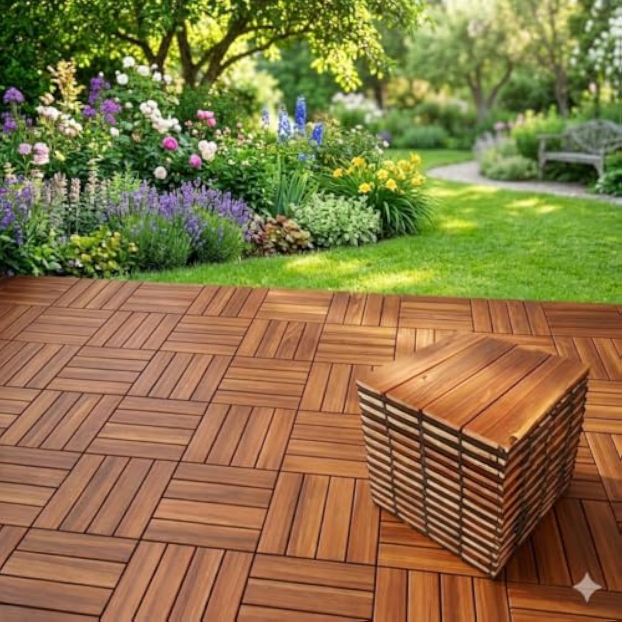 Interlocking Deck Tiles for Outdoor Use