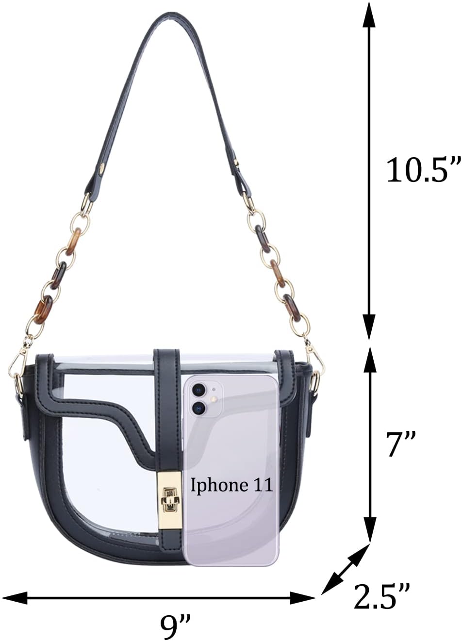 KKXIU Clear Crossbody Bag for Women Stadium Approved Vegan Leather Concert Shoulder Sports See-Through Purse | Stadium Approved, Concert, Sports, See-Through