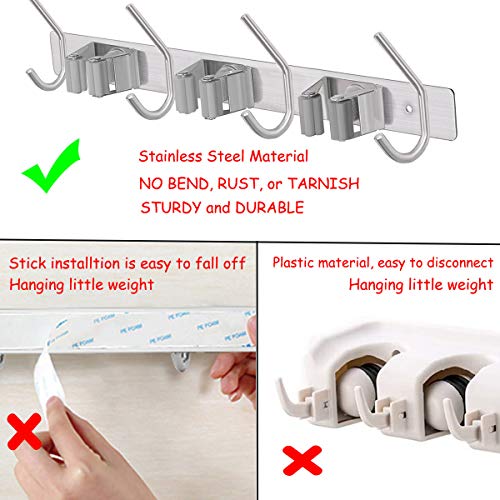 image for DOKU HOME DOKU Broom Mop Holder, Stainless Steel Wall Mount Tool Hange