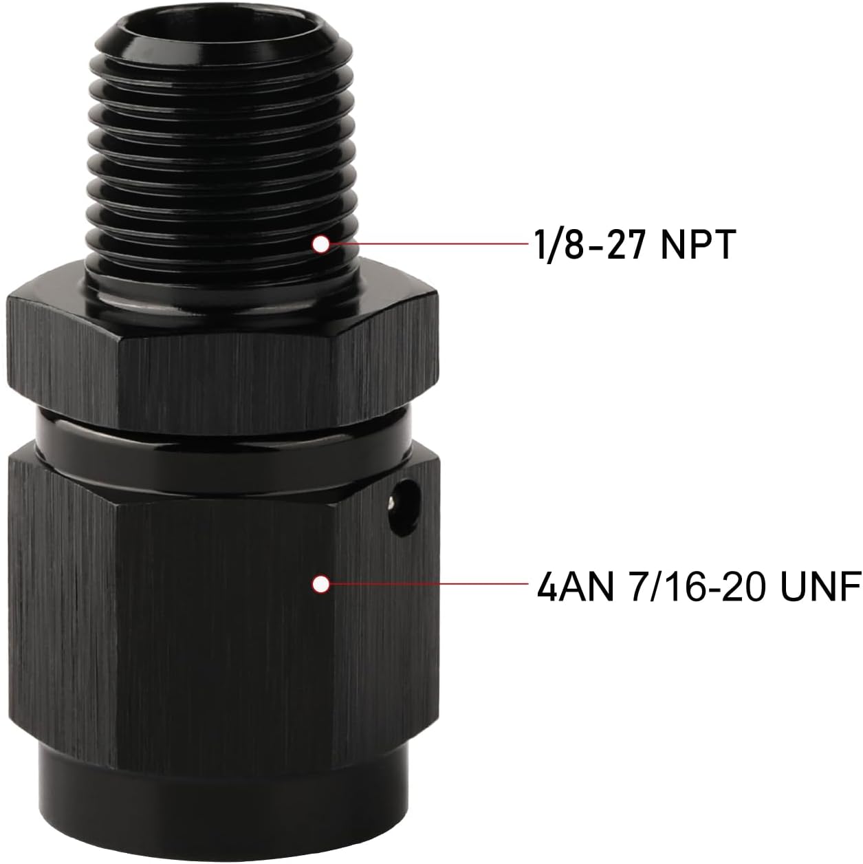 4AN Female Flare Swivel to 1/8 NPT Pipe Male Adapter Fitting Union Straight Aluminum Black