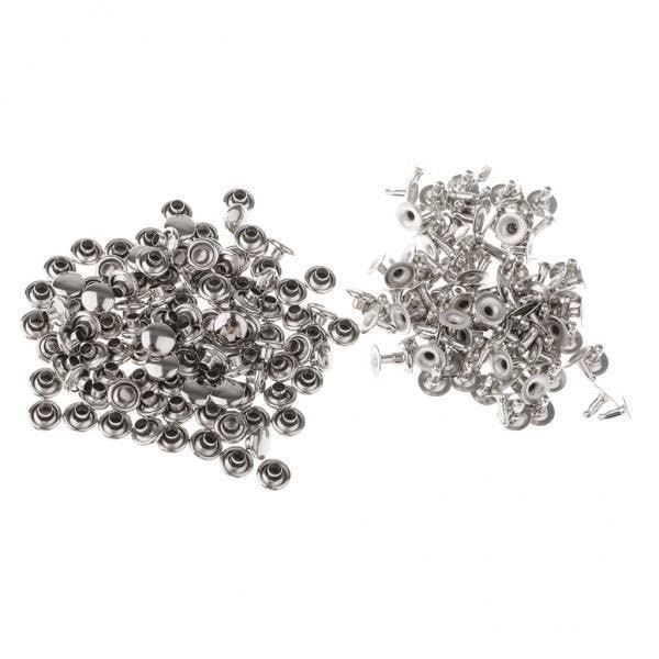 6x100 Pieces Single Cap Rapid Rivets DIY Leather Repair 6x4mm; 6x5mm Silver-image-5