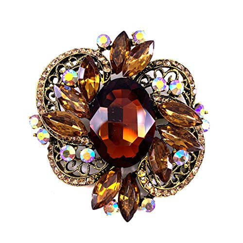 Image of LAXPICOL Women's Large Sparkly Crystal Flower Brooch Pin Fashion Statement Broach Pin
