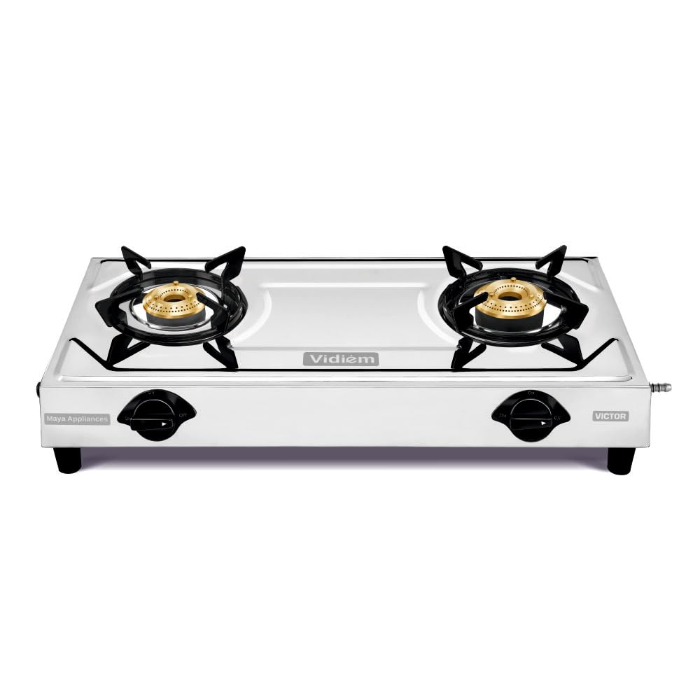 Vidiem Victor Stainless Steel Gas Stove 2 Burner| Brass Burners | Mirror Finish | Large Cooking Space | Anti-Rust | High Efficiency | ISI Certified | 5 Year Warranty-image-43