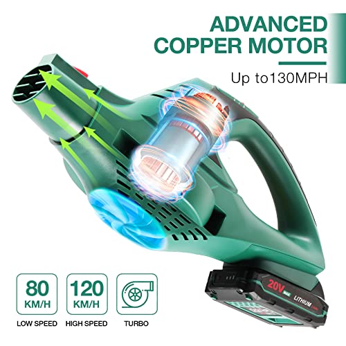 POSENPRO accubladblazer, 20 V, elektrische draagbare bladblazer, 120 km/u luchtsnelheid, 2 snelheden, incl. 1 x 2,0 Ah accu en oplader voor sneeuw, terras, terras, tuin, stof - Afbeelding 4