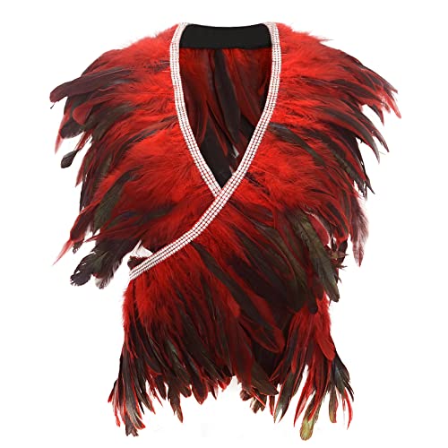 Miuco Feather Cape Shawl for Women Feather Boa Ribbon for Game Gothic Party Halloween Costume Cosplay Scarves