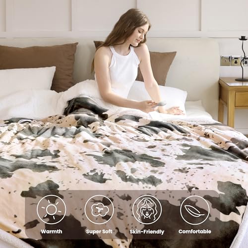 Image of Heated Blanket Queen Blanket - Fast Heating Electric Blanket, Soft Flannel Heated Throw with 4 Time Settings,10 Heating Settings, Warm Gifts for Women & Mom & Grandma