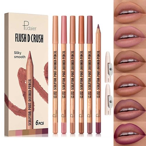 BestLand 6Pcs Berry Spice Glam Lip Liner Set, Long-Lasting Creamy Lip Combo Sets in Berry, Plum, Terracotta &amp; Rose Shades, Smudge-Proof Formula for Full Bold Lips &amp; Defined Contour Ombre Looks