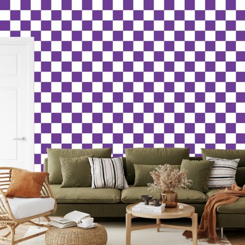 Wallero Papier peint intissé Motif damier – violet et blanc 50×1000 cm – vue 4