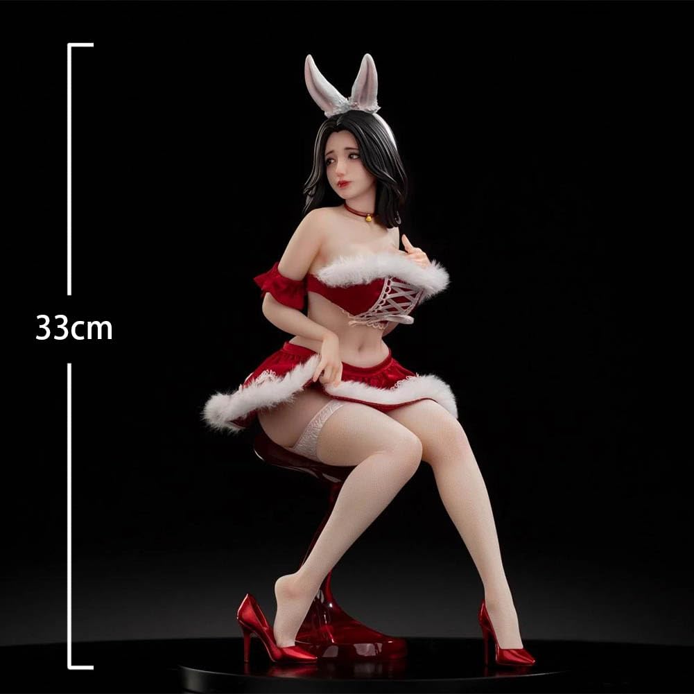 Anime Bunny Girl Figur 33 cm große Modelle Anime Original Malerei Statue sitzend Weihnachtsstil PVC Sammlerstück Figur Desktop Display Ornament Geschenk