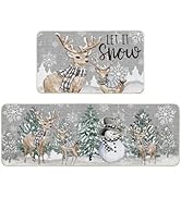 Artoid Mode Deer Tree Let It Sonw Snowflakes Christmas Kitchen Mats Set of 2, Winter Decor Low-Pr...