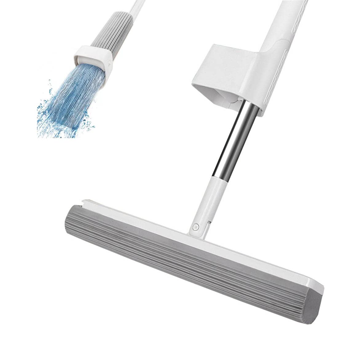 ACGrade Sponge Mop, Self-Squeeze Dry & Wet Sponge Mops for Floor Cleaning, Fit Apartments, Dormitories, RVs Floor Cleaning Tools, White, 132x33cm