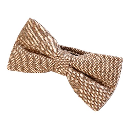 DonDon Herren Fliege 12 x 6 cm Baumwolle gebunden und längenverstellbar hellbraun weiß
