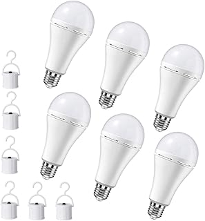 (6 шт.) Перезаряжаемые аварийные светодиодные лампы 9 Вт (эквивалент 60 Вт), дневной белый свет 6000K, многофункциональное аварийное резервное питание от батареи.