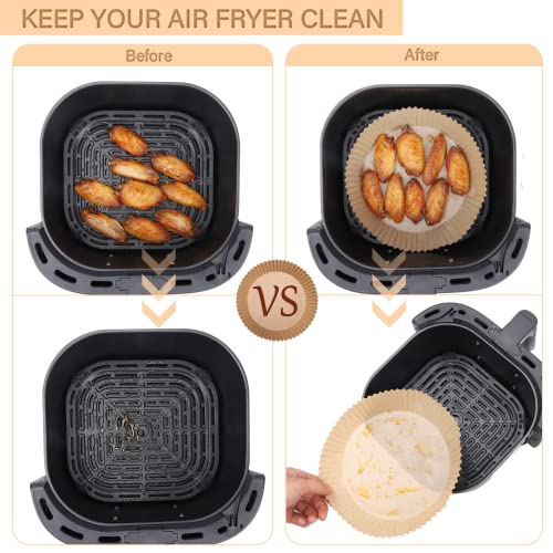 100Pcs Air Fryer Disposable Paper Liners, Round Parchment Cooking Non-Stick Liner, Baking Roasting Food Grade Paper For Air Fryer, Microwave Oven, Frying Pan, Oil-Proof, Water-Proof (6.3 Inch ） #TOP3