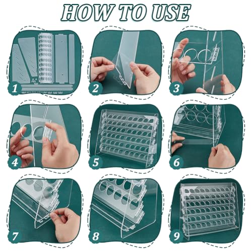 Image of PH PandaHall Paint Rack Organizer 60 Holes Acrylic Storage Stand With 6 Tier Stands Display Craft Holder Risers for Miniature Paints, Hole: 1.27 Inch