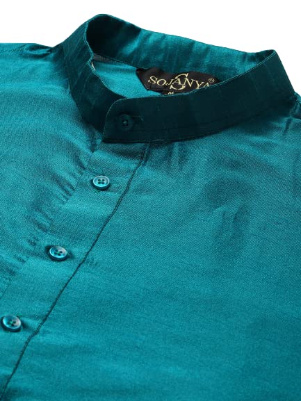 Image of SOJANYA (Since 1958, Men's Silk Blend Grey Kurta Pyjama & Silk Blend Jacket Combo