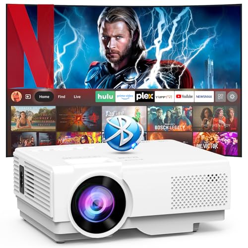 [Built-in Apps] Mini Projector with WiFi and Bluetooth, Portable Movie Projector Compatible with HDMI/Smartphone/TV Stick/Laptop