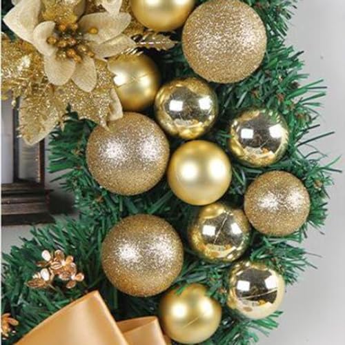 Vaveren Guirlanda de Natal com Lanterna com Flores Douradas de Bola de Natal para Porta Da Frente pa
