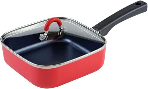 Wahei Freiz RB-1568 To May Sartén, sartén cuadrada, rojo, compatible con calefacción por inducción, tapa de vidrio incluida