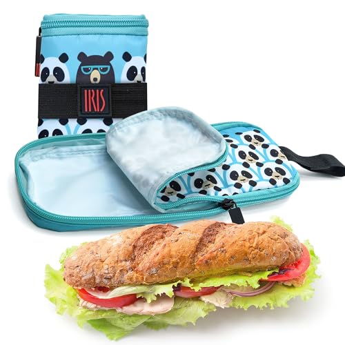 Iris Barcelona Porte-sandwich réutilisable et pliable - Design flexible avec caoutchouc (26 x 12 x 2,5 cm) - Intérieur imperméable FOOD SAFE - Idéal pour...