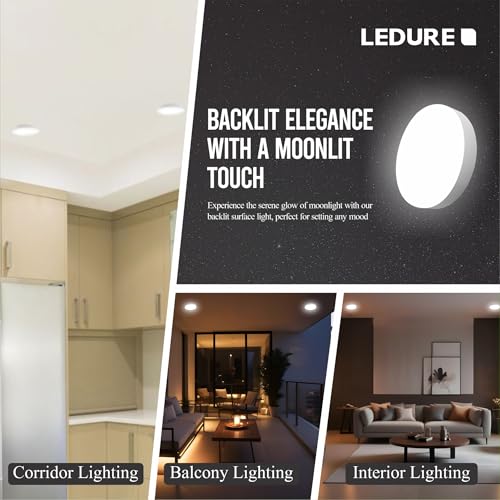 Image of LEDURE Moon Plus Round 12W Surface Downlight | Round LED Surface Mount Light| Cool White Pack of 1