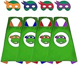 【Kreatives Geschenk】Perfekte Passform für Kinder im Alter von 3 bis 10 Jahren und sogar für Erwachsene. Die Ninja-Schildkrötenmaske ist verstellbar, mit elastischem Band hält die Partymaske an Ort und Stelle. Es ist sehr bequem zu verkleiden und bringt den Spaß auf die wunderbare Party. Capes Größe: 70 cm x 70 cm