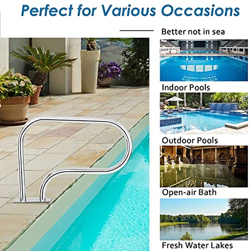 Barandal de piscina inoxidable de 3 curvas con montaje rápido miniatura 6