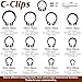 360Pcs Carbon Steel E-Clips & Snap Rings Assortment Kit (2.0mm-12mm) - Includes External Retaining Rings, C-Clips, Circlips for 5mm-16mm-24 Sizes Industrial Fastener Set