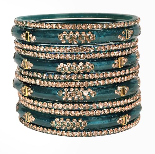 Image of Swara Creations Green Mehrun Red Glass Bangles Set for Women | Zirconwork Bangles | Glass bangles for festivals & occasions, Traditional glass bangles (SKU276)