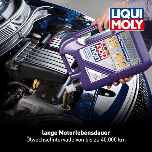 LIQUI MOLY Leichtlauf High Tech 5W-40 | 5 L | Synthesetechnologie Motoröl | Art.-Nr.: 3864, farblos