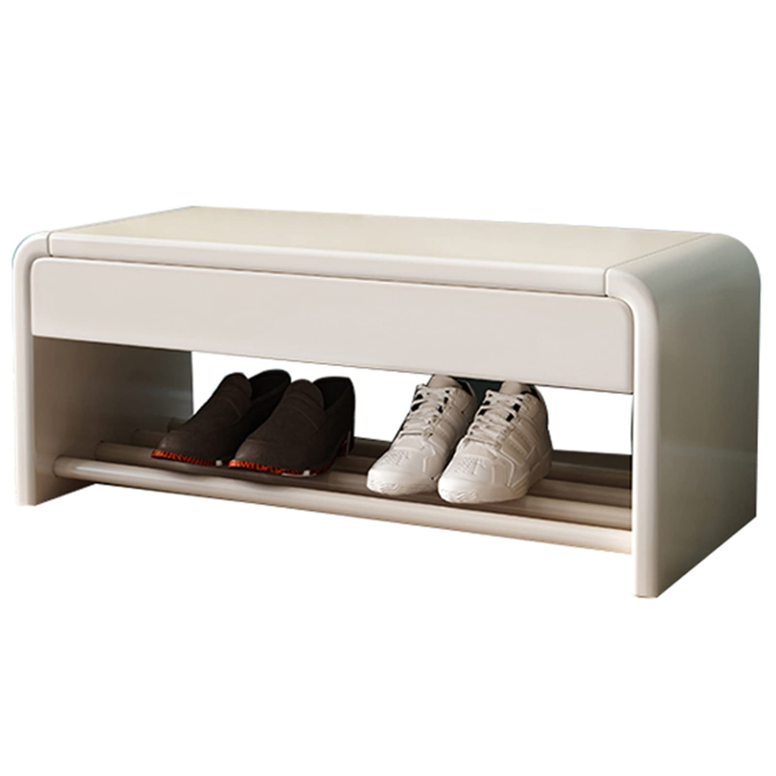MSHGSKU Wooden Shoe Storage Bench with Drawer, 2-Tier Organizer for Hallway, Corridor, Living Room Entryway