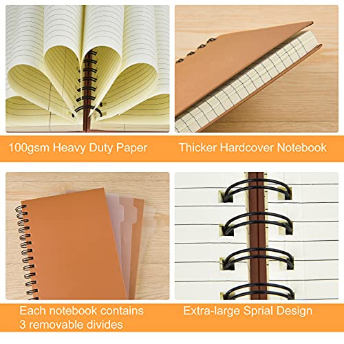 Zealor 4 Pack Hardcover Spiral Notebook College Ruled Notebooks Subject Notebook A5 Size 5.5"X 8.3" For Office And School Supplies (Kraft) #TOP1