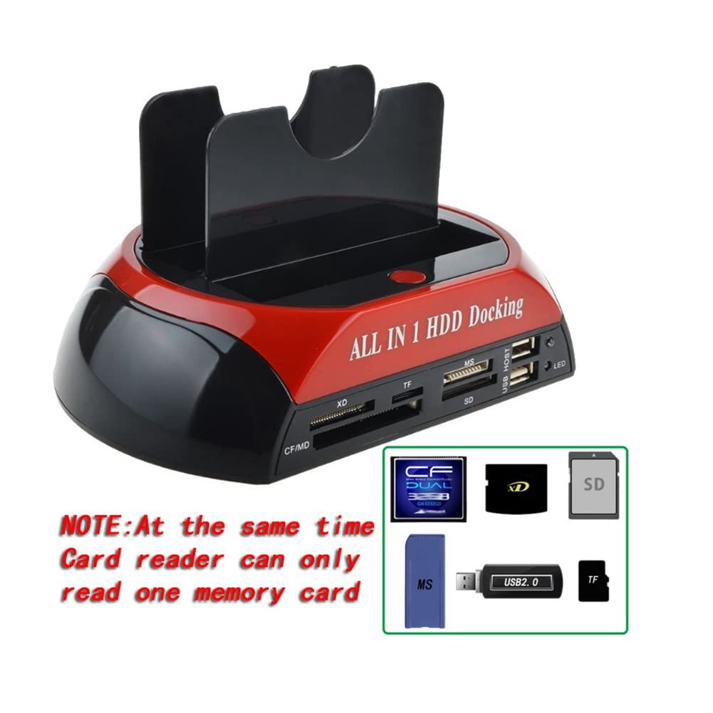 SATA IDE Docking Station, SATA IDE Slots External Enclosure, USB 2.0 Hub Hard Disk Drive Dock, with Card Reader, for IDE SATA I II SSD