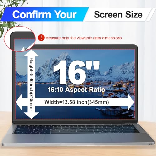 Image of Magnetic Laptop Privacy Screen Filter 16 Inch for 16:10 Computer Monitor, Removable Anti Blue Light Privacy Shield, Anti-Glare Protector Compatible with Dell Hp Asus Lenovo