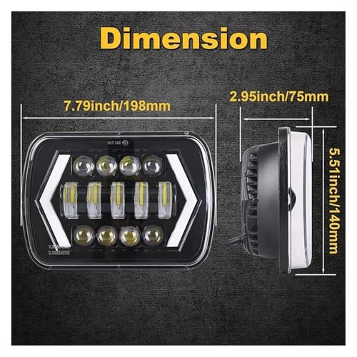 Feux LED carrés H4 antibrouillard GMC Savana éclairage double faisceau - 6