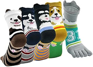 Womens Toe Socks Cotton Five Finger Running Socks Mini Crew Sport Socks, 4/5 Pairs