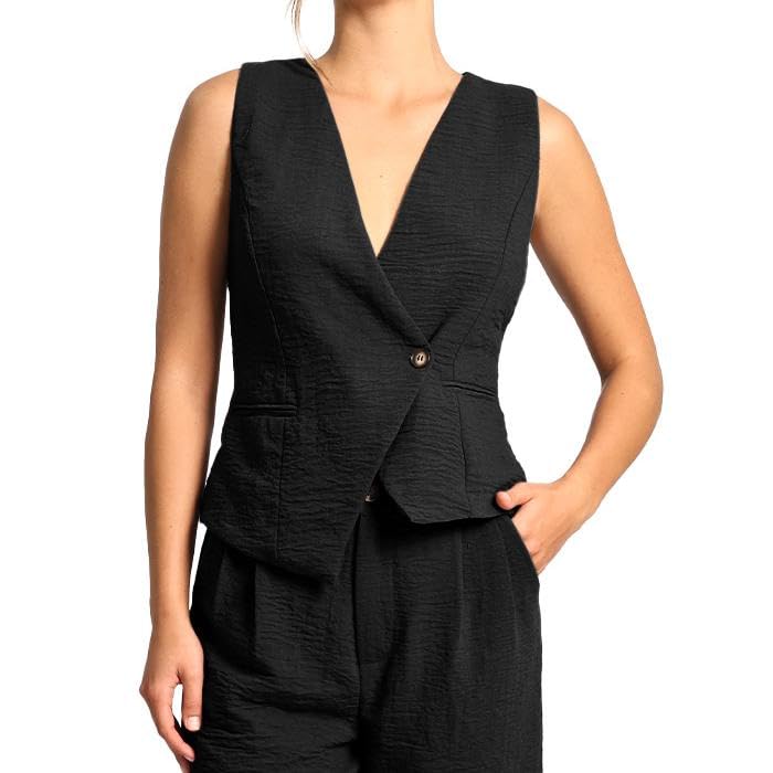 Chaleco de lino para mujer Amazhiyu, ideal para un look fresco de verano con dobladillo irregular