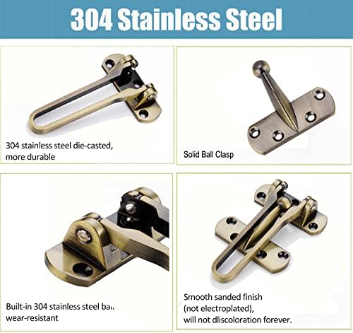 Litensh Door Chain Lock for Front Door, Swing Bar Door Guard Lock, Security Door Chain Latch for Home Apartment Hotel Dormitory (Green Bronze)