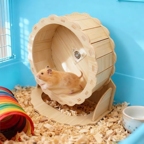 15cm Leise Laufrad Hamster,Laufrad aus Holz, Holz Hamster Leise Rennmäuse Kleintier Haustier,Geeignet für Zwerghamster und Rennmäuse
