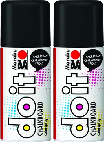 Marabu 21079006875 - Do it Chalkboard schwarz, seidenmattes Tafelspray auf Nitrobasis, wetterfest, schnelltrocknend, nach Trocknen m. Kreide beschreibbar und mit Wasser abwischbar, 150 ml Sprühdose
