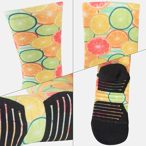 HUSO Hiking, Cycling and Running Socks for Men and Women, Funky Printed Sports Socks 2 Pairs4