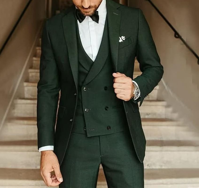 Men's Suits Slim Fit 3 Piece Suits for Men Double Breasted Suit One Button Blazer Wedding Suits Jacket Vest Pants Tuxedo Sets2